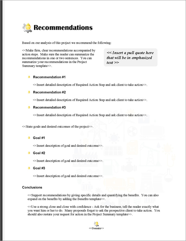 Proposal Pack Energy #10 Recommendations Page Proposal Pack Energy #10 Recommendations Page