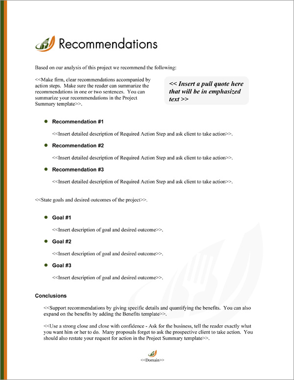 Proposal Pack Catering #2 Recommendations Page Proposal Pack Catering #2 Recommendations Page