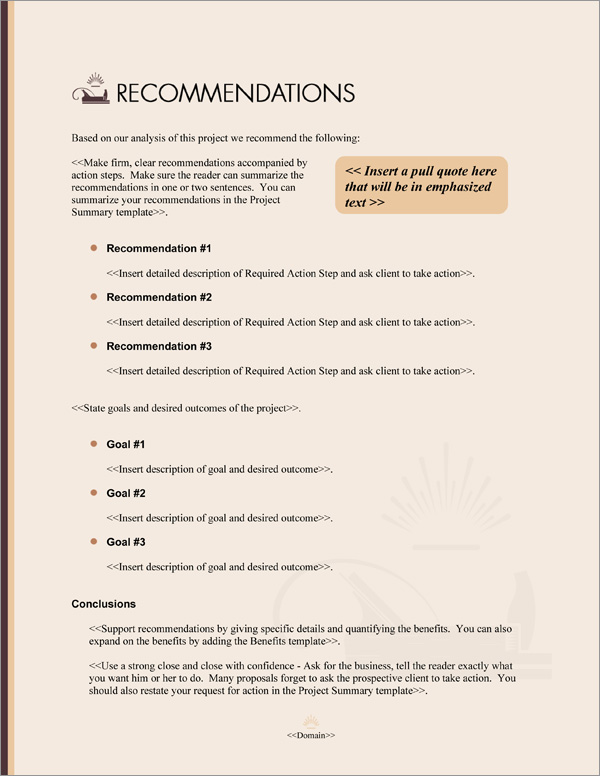 Proposal Pack Construction #7 Recommendations Page Proposal Pack Construction #7 Recommendations Page
