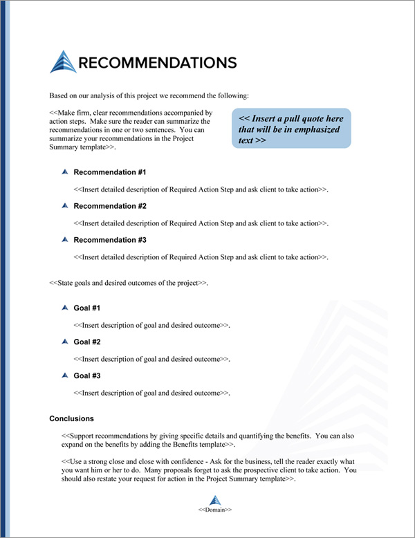 Proposal Pack Architecture #4 Recommendations Page Proposal Pack Architecture #4 Recommendations Page