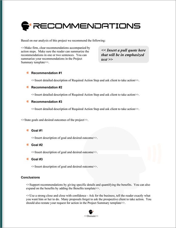 Proposal Pack Computers #5 Recommendations Page Proposal Pack Computers #5 Recommendations Page