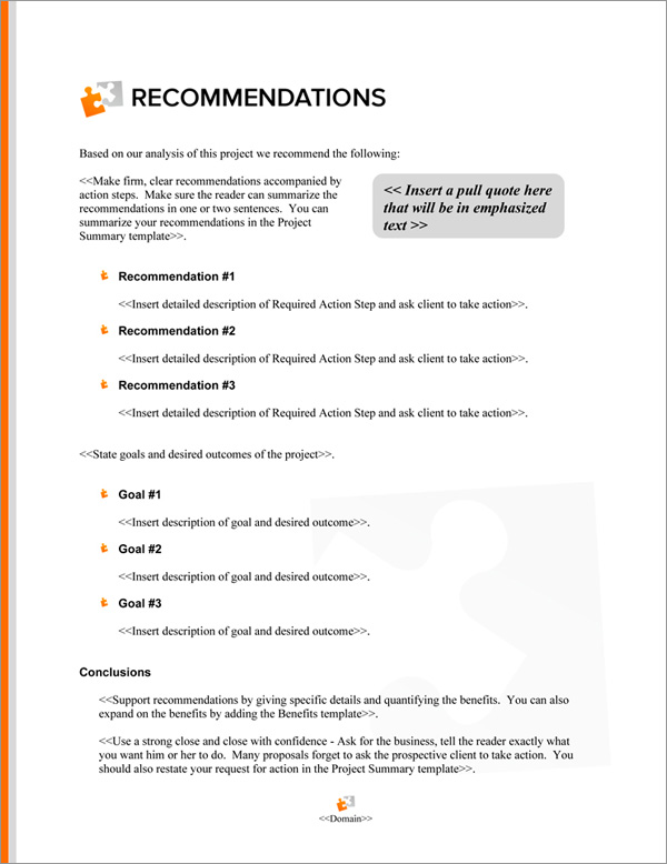 Proposal Pack Concepts #15 Recommendations Page Proposal Pack Concepts #15 Recommendations Page