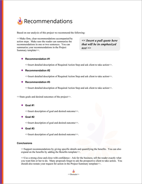 Proposal Pack Contemporary #17 Recommendations Page Proposal Pack Contemporary #17 Recommendations Page