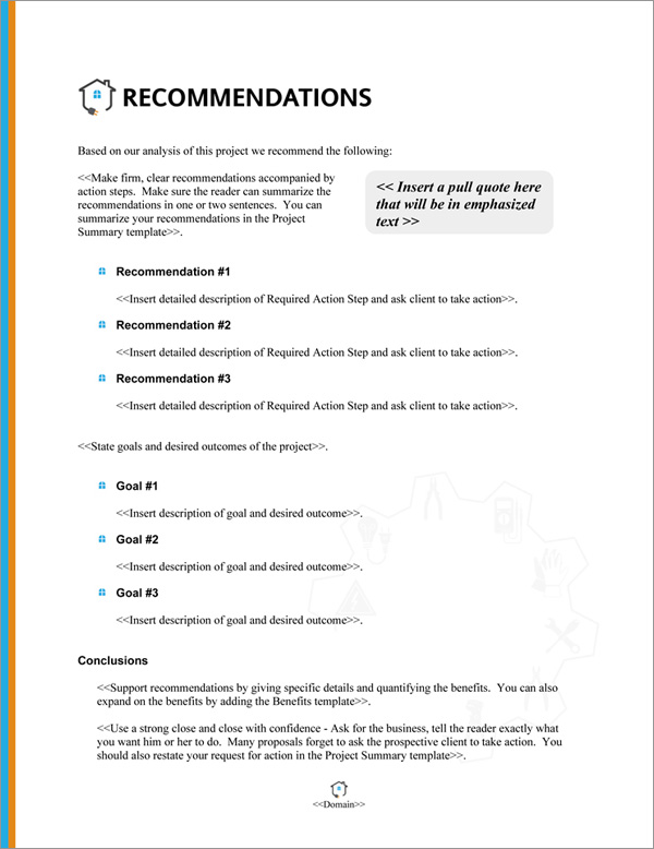 Proposal Pack Electrical #4 Recommendations Page Proposal Pack Electrical #4 Recommendations Page