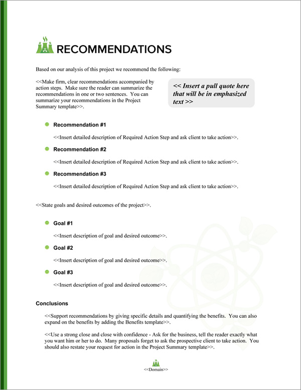 Proposal Pack Energy #11 Recommendations Page Proposal Pack Energy #11 Recommendations Page