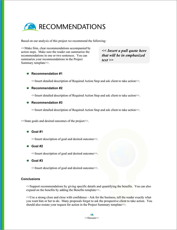 Proposal Pack Environmental #5 Recommendations Page