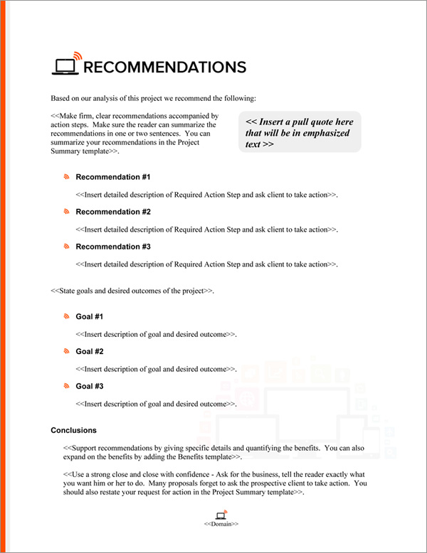 Proposal Pack Computers #6 Recommendations Page