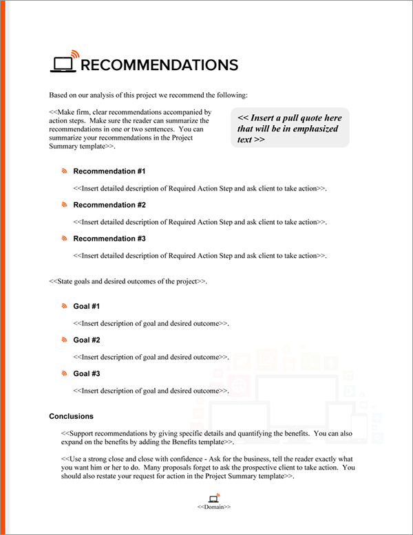 Proposal Pack Computers #6 Recommendations Page Proposal Pack Computers #6 Recommendations Page