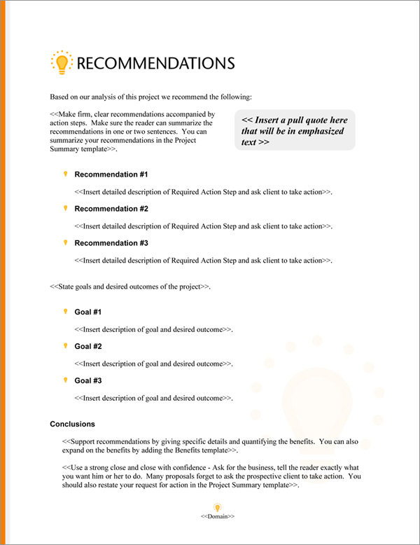 Proposal Pack Concepts #16 Recommendations Page Proposal Pack Concepts #16 Recommendations Page