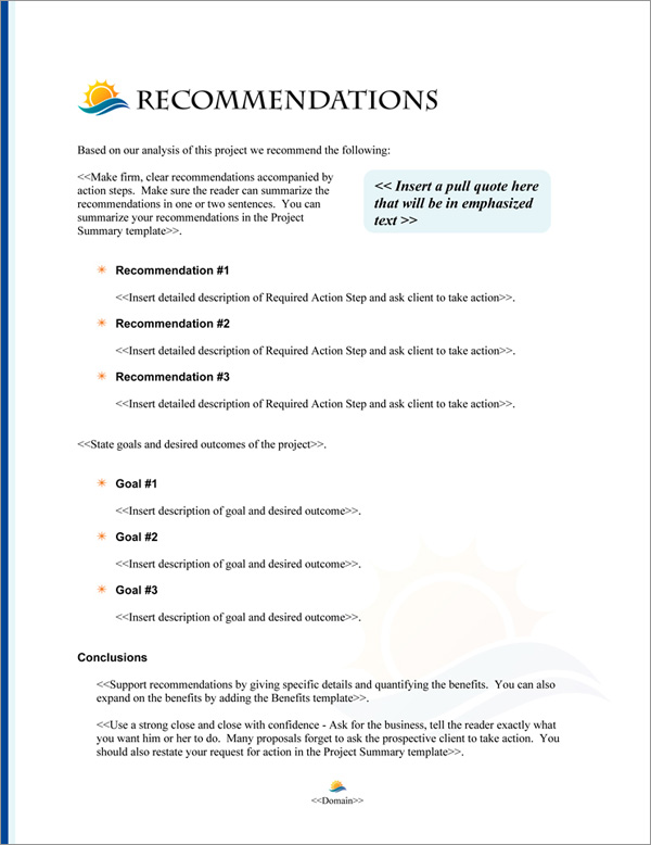 Proposal Pack Nature #7 Recommendations Page Proposal Pack Nature #7 Recommendations Page