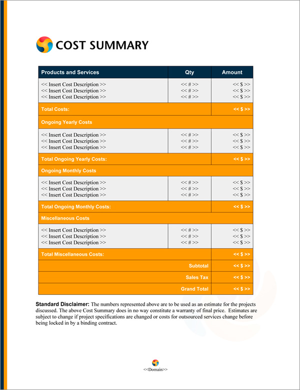 Proposal Pack Vending #1 Cost Summary Page Proposal Pack Vending #1 Cost Summary Page