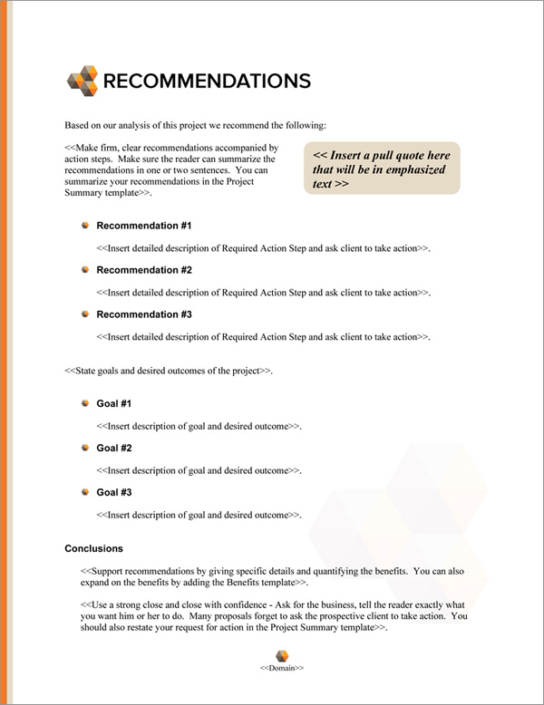 Proposal Pack Contemporary #18 Recommendations Page