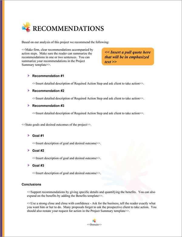 Proposal Pack Children #4 Recommendations Page