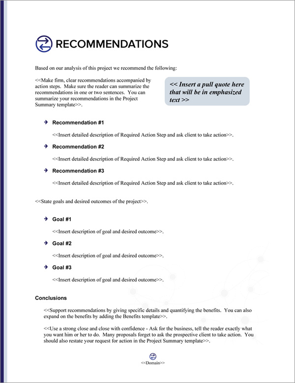 Proposal Pack Communication #4 Recommendations Page Proposal Pack Communication #4 Recommendations Page