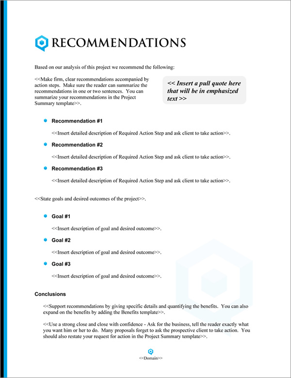 Proposal Pack Contemporary #19 Recommendations Page