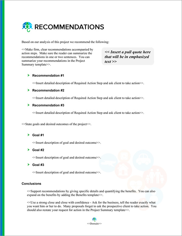 Proposal Pack Insurance #2 Recommendations Page Proposal Pack Insurance #2 Recommendations Page