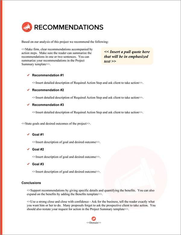 Proposal Pack People #5 Recommendations Page Proposal Pack People #5 Recommendations Page