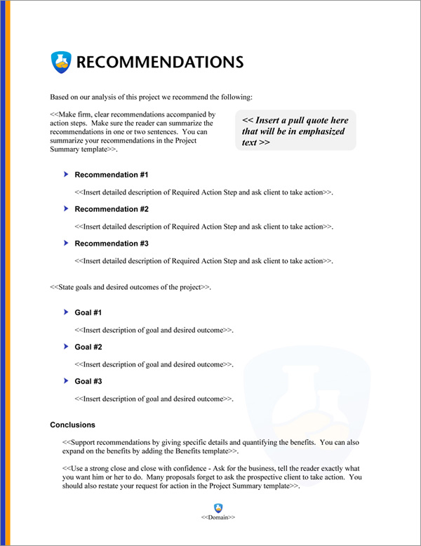 Proposal Pack Science #4 Recommendations Page