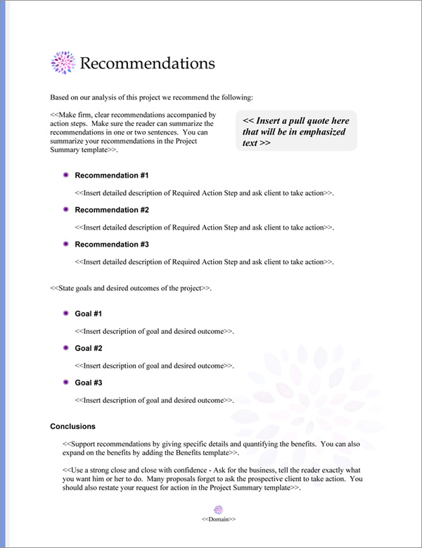 Proposal Pack Artsy #9 Recommendations Page