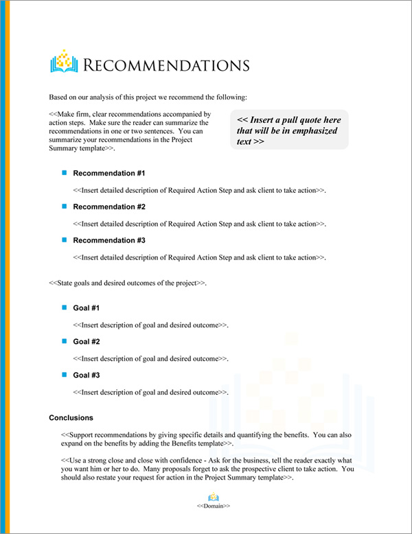 Proposal Pack Books #4 Recommendations Page Proposal Pack Books #4 Recommendations Page