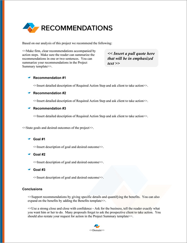 Proposal Pack Business #23 Recommendations Page Proposal Pack Business #23 Recommendations Page