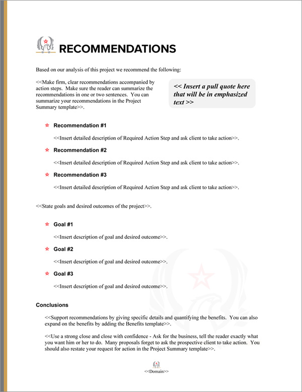 Proposal Pack Military #6 Recommendations Page Proposal Pack Military #6 Recommendations Page