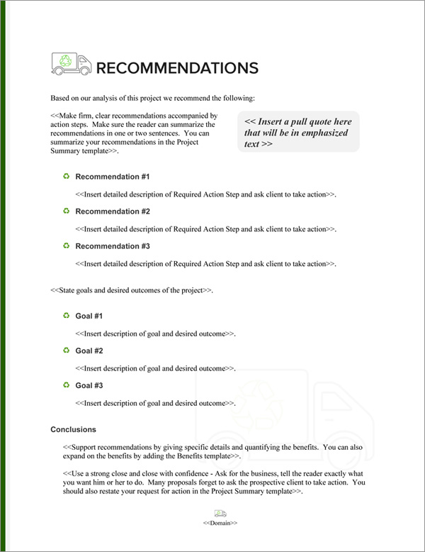 Proposal Pack Sanitation #1 Recommendations Page Proposal Pack Sanitation #1 Recommendations Page