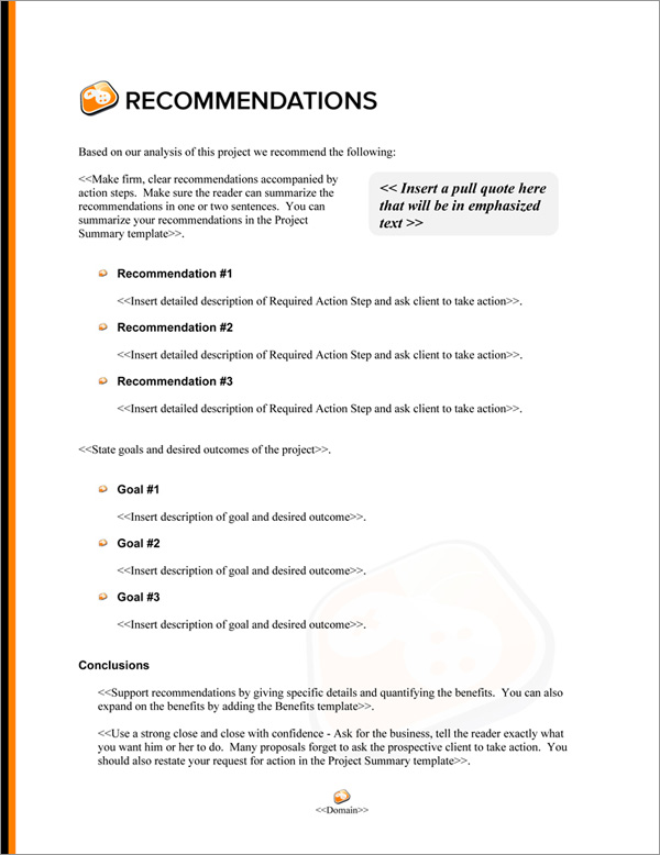 Proposal Pack Computers #7 Recommendations Page Proposal Pack Computers #7 Recommendations Page