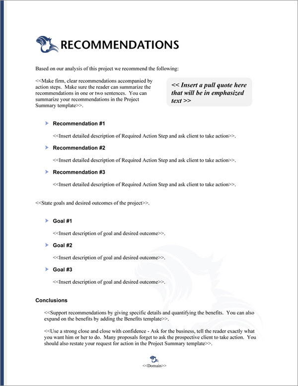 Proposal Pack Fashion #6 Recommendations Page Proposal Pack Fashion #6 Recommendations Page
