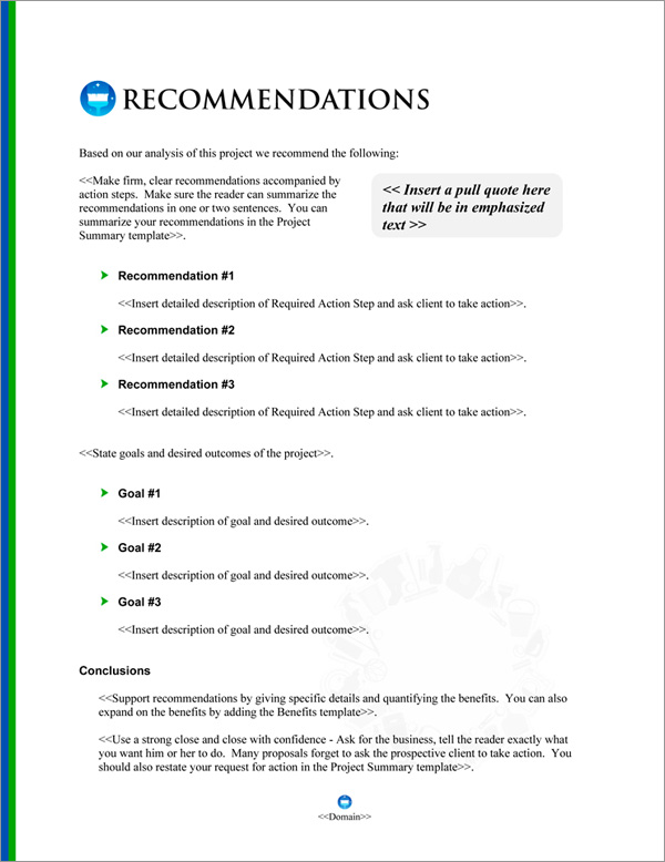 Proposal Pack Janitorial #4 Recommendations Page Proposal Pack Janitorial #4 Recommendations Page