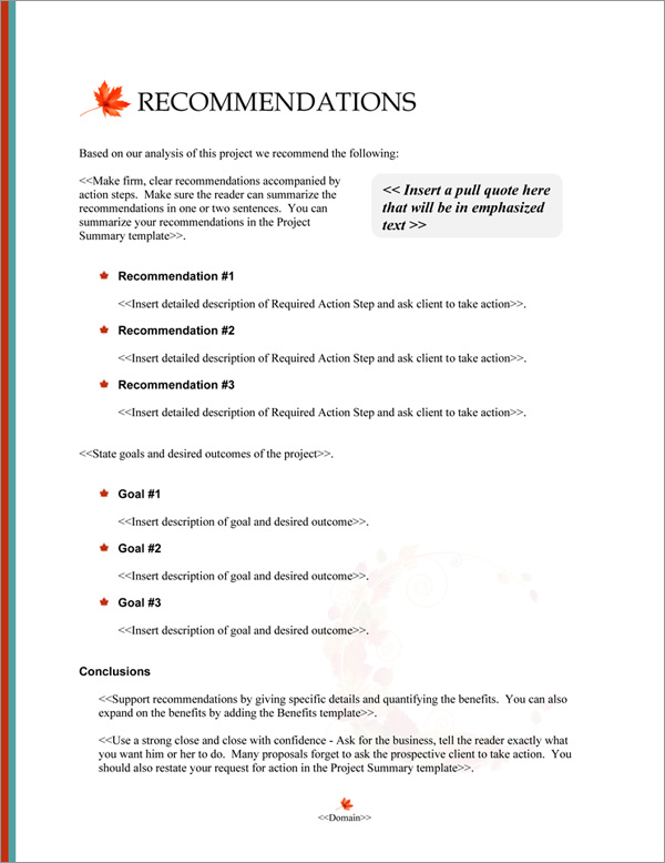 Proposal Pack Nature #8 Recommendations Page Proposal Pack Nature #8 Recommendations Page