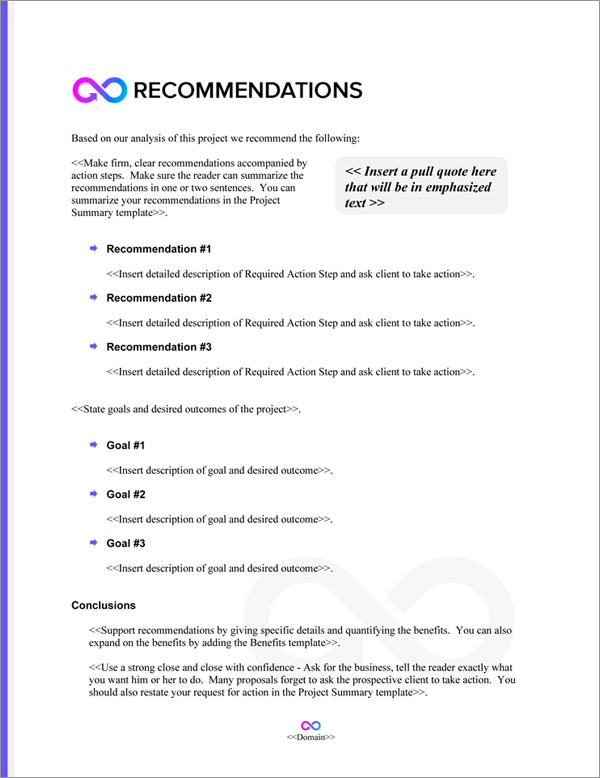 Proposal Pack Transportation #10 Recommendations Page