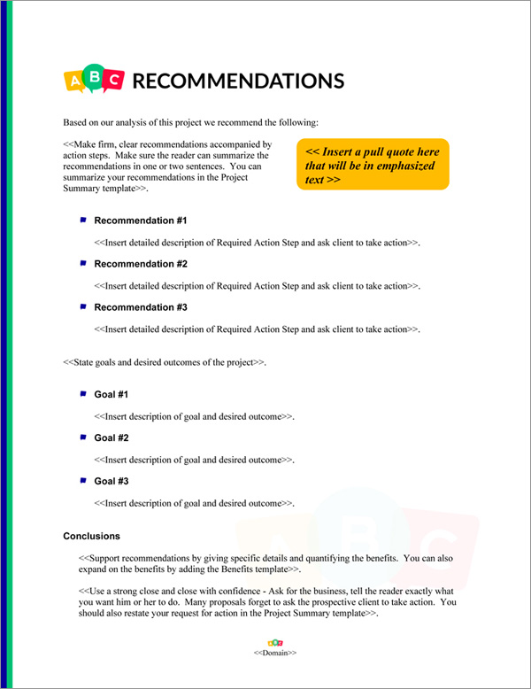 Proposal Pack Children #5 Recommendations Page Proposal Pack Children #5 Recommendations Page