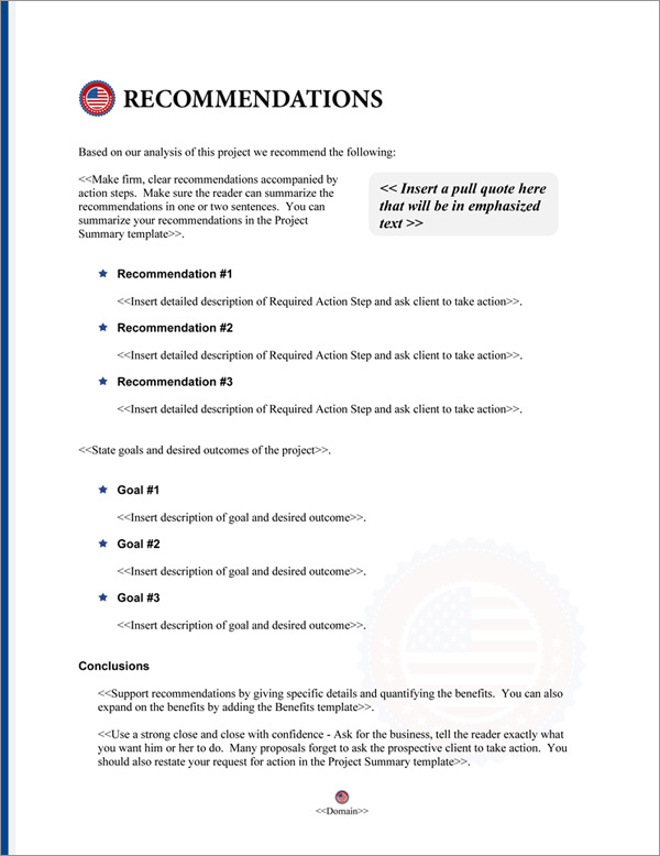 Proposal Pack Flag #7 Recommendations Page