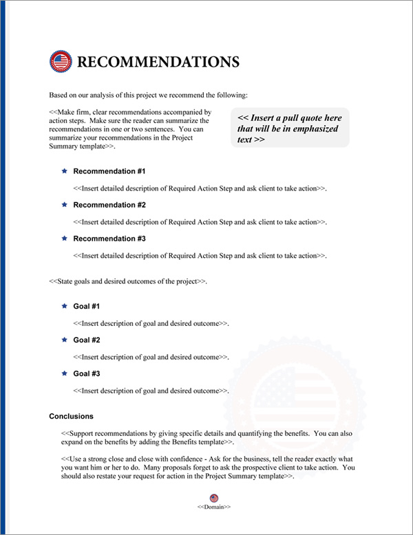 Proposal Pack Flag #7 Recommendations Page Proposal Pack Flag #7 Recommendations Page