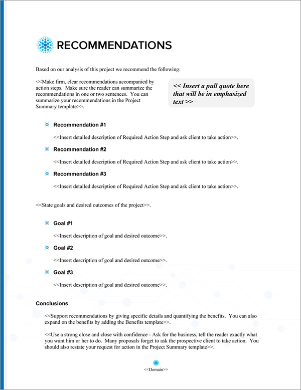 Proposal Pack Networks #5 Recommendations Page Proposal Pack Networks #5 Recommendations Page