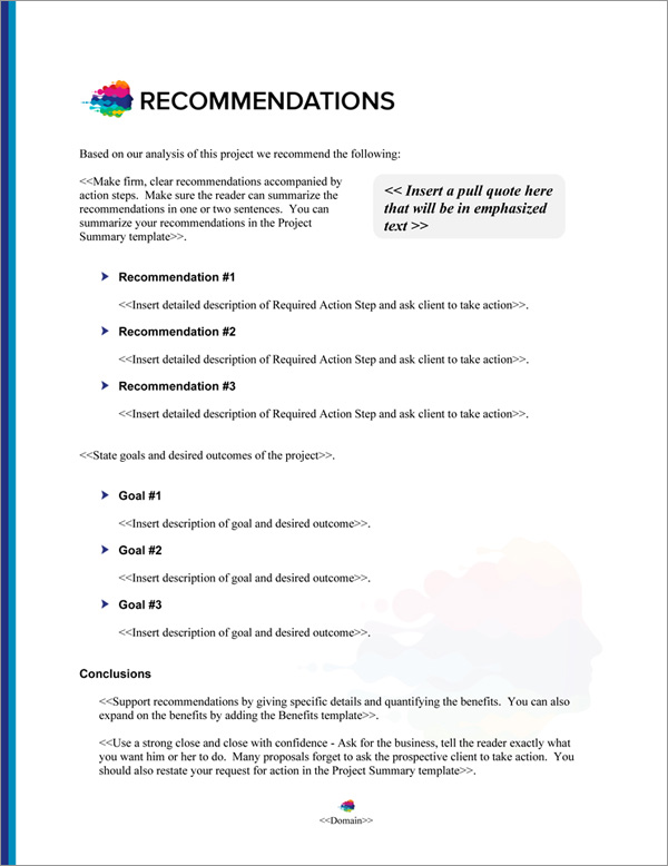 Proposal Pack Contemporary #21 Recommendations Page Proposal Pack Contemporary #21 Recommendations Page