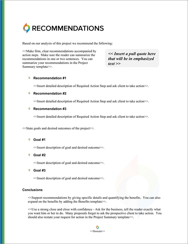 Proposal Pack In Motion #7 Recommendations Page Proposal Pack In Motion #7 Recommendations Page