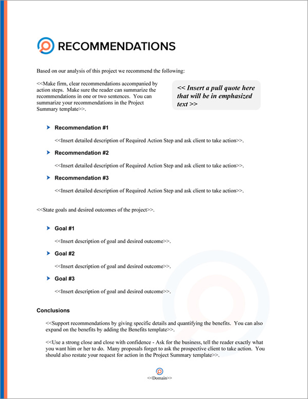 Proposal Pack Investigation #2 Recommendations Page Proposal Pack Investigation #2 Recommendations Page