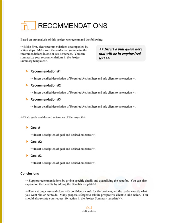 Proposal Pack Web #5 Recommendations Page Proposal Pack Web #5 Recommendations Page