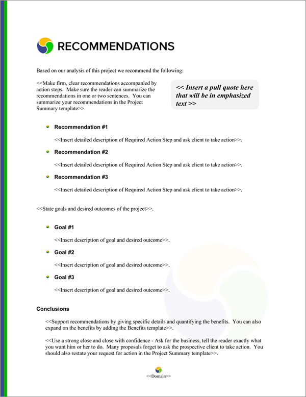Proposal Pack Global #5 Recommendations Page Proposal Pack Global #5 Recommendations Page