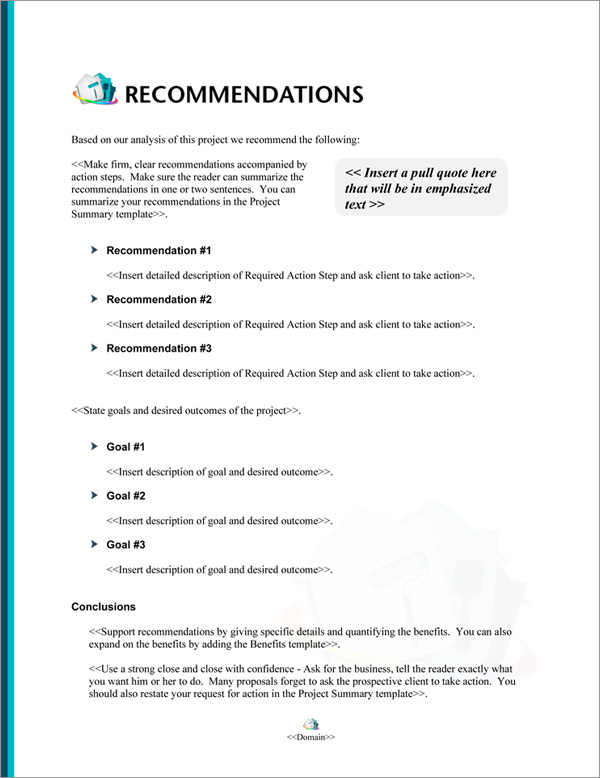 Proposal Pack Painter #3 Recommendations Page Proposal Pack Painter #3 Recommendations Page