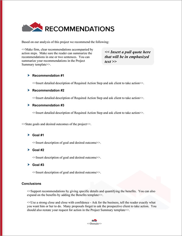 Proposal Pack Real Estate #7 Recommendations Page Proposal Pack Real Estate #7 Recommendations Page