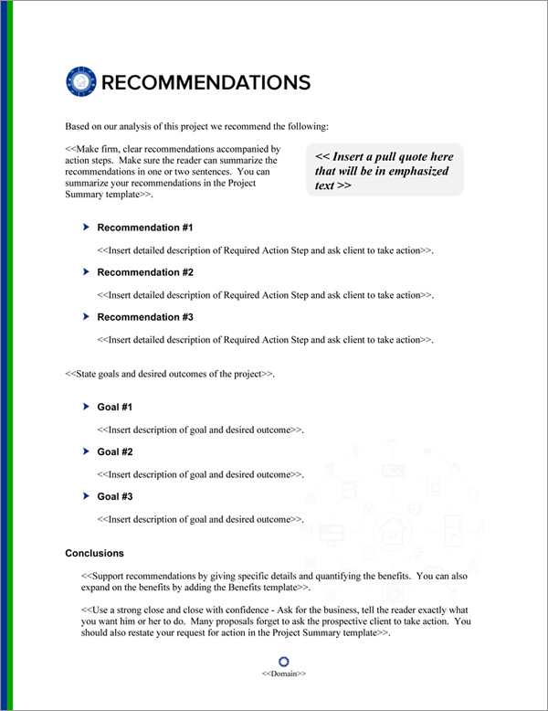 Proposal Pack Wireless #5 Recommendations Page Proposal Pack Wireless #5 Recommendations Page