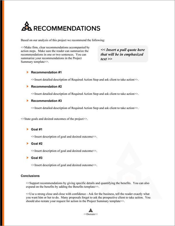 Proposal Pack Safety #5 Recommendations Page