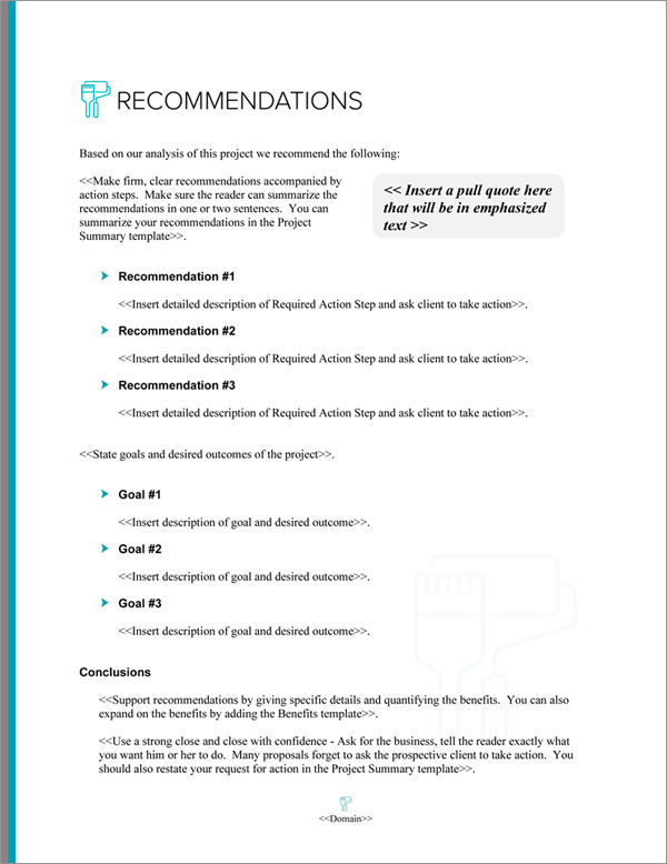 Proposal Pack Painter #4 Recommendations Page Proposal Pack Painter #4 Recommendations Page