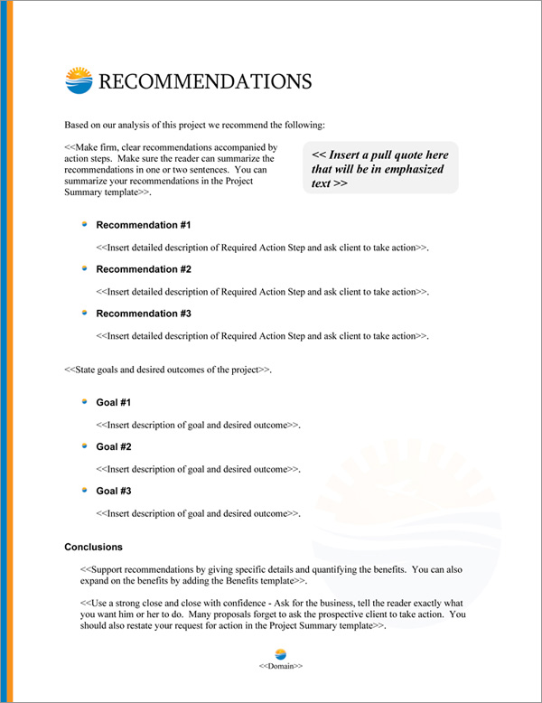 Proposal Pack Travel #4 Recommendations Page Proposal Pack Travel #4 Recommendations Page