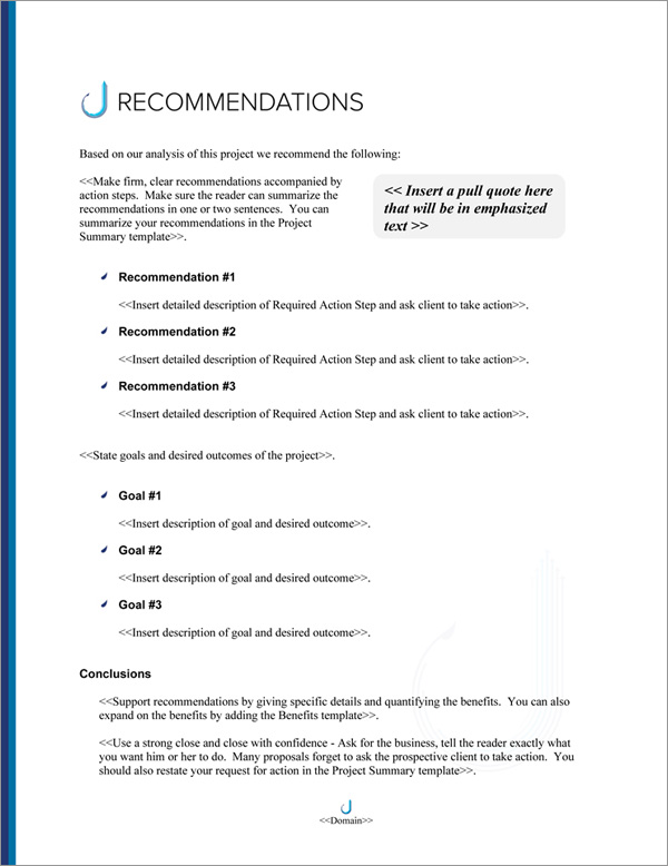 Proposal Pack Classic #21 Recommendations Page Proposal Pack Classic #21 Recommendations Page