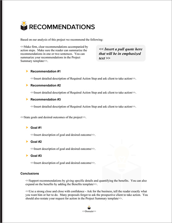 Proposal Pack Concepts #19 Recommendations Page Proposal Pack Concepts #19 Recommendations Page