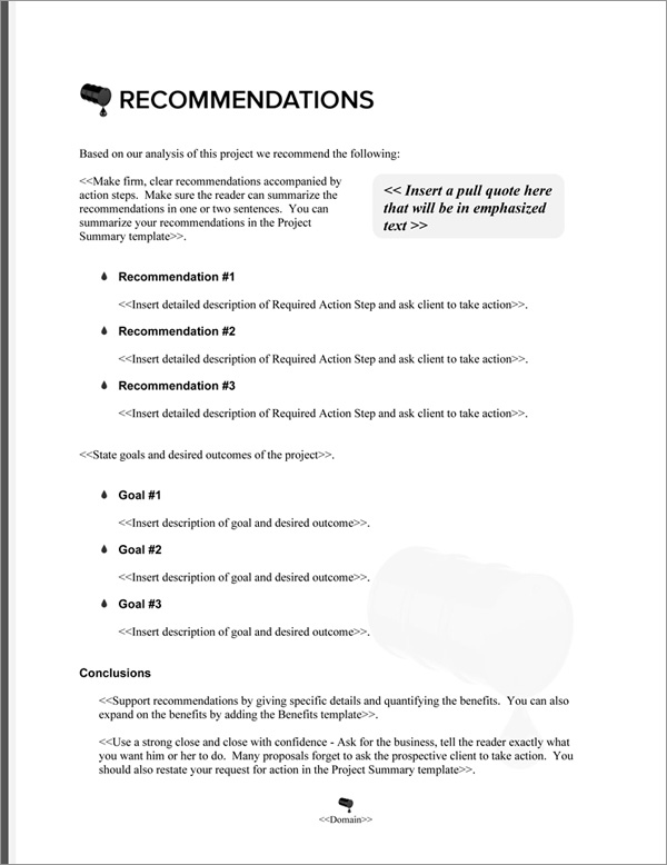 Proposal Pack Environmental #6 Recommendations Page Proposal Pack Environmental #6 Recommendations Page